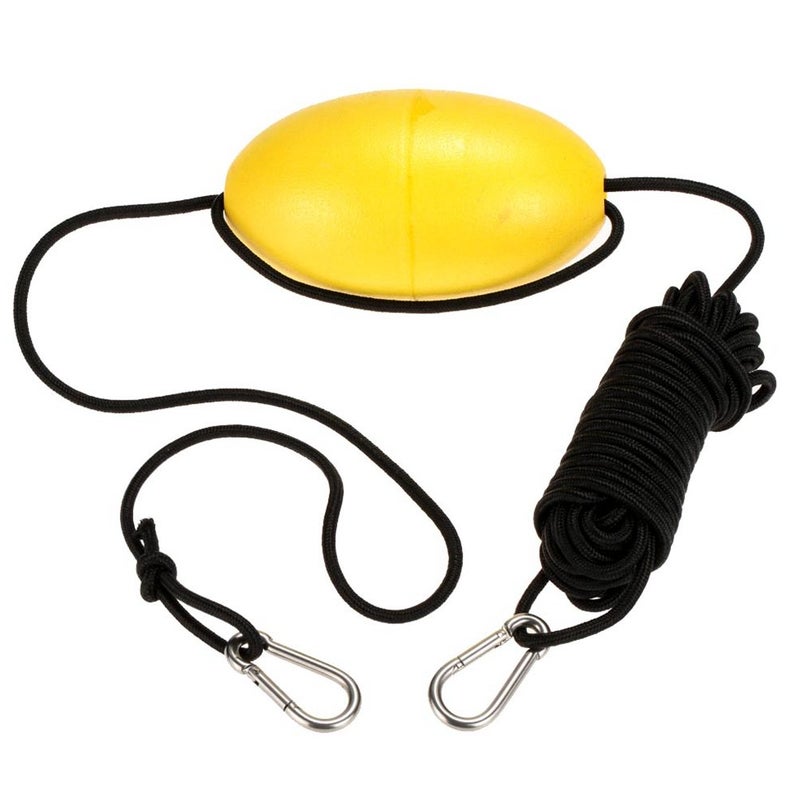 MOOCY 30 ft. Marine Rope Tow Line, Buoy Ball Float Leash & Stainless Steel Hook for Fishing Drift Anchors System - Image 1